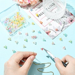 透明アクリルフラワーチャーム100個  真鍮のループを有します  ゴールドカラー  ミックスカラー  7.4mm  穴：1.8mm&nbsp;PALLOY-CJ00183