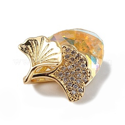 Colgantes de circonio cúbico transparente micro pavé de latón chapado en oro real de 18k&nbsp;KK-C015-24G-04