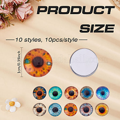 100 шт. 10 стеклянных кабошона с узором «глаз»&nbsp;DIY-ME0002-15