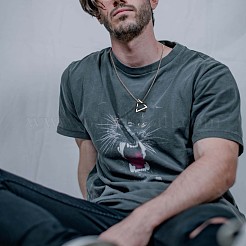 Ожерелье с подвеской в виде треугольника и ромба из нержавеющей стали 304 с коробчатыми цепочками&nbsp;JN1045B