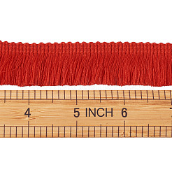 ポリエステルリボン  フリンジレーストリム  暗赤色  7/8~1インチ（23~25mm）  25メートル/カードについて&nbsp;OCOR-TAC0005-09C