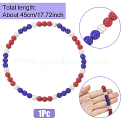 1 шт. ожерелье из круглых бусин из полимерной глины со стразами&nbsp;NJEW-SP0001-14C