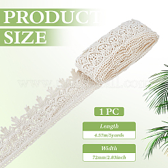 花柄コットン刺繍リボン  レースのトリム  服装アクセサリー  古いレース  2-7/8インチ（72~74mm）  約5.00ヤード（4.57m）/ pc&nbsp;OCOR-WH0078-553A