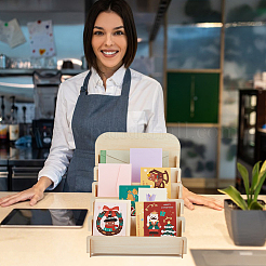 5-уровневые деревянные подставки для держателей карт&nbsp;ODIS-WH0078-53A