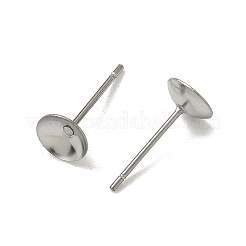 変色しない304ステンレススチールポストスタッドピアス金具  ステンレス鋼色  6mm  ピン：0.8mm&nbsp;X-STAS-R063-50