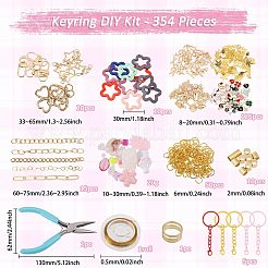 1袋のDIYキーホルダーキット  合金エナメルペンダント、樹脂ペンダント、スイベルクラスプ、カーブチェーン、オーバルリンクチェーン、ジャンプリング、プライヤー  ゴールドカラー  ミックスカラー  33~65x13~26x2~5mm&nbsp;DIY-GL0007-18
