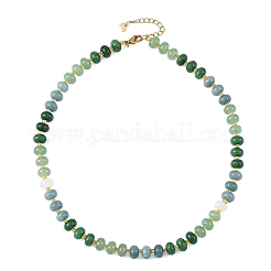 Collares de cuentas redondas de jade blanco natural teñido en degradado con cuentas de vidrio para mujer.&nbsp;NJEW-JN06594-02