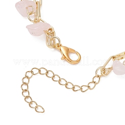 Mehrreihige Armbänder aus Naturstein-Splitterperlen und Messing-Büroklammerkette für Damen&nbsp;BJEW-JB12890