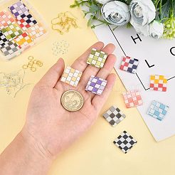 Kit de fabrication de boucles d'oreilles pendantes en damier&nbsp;DIY-OC0008-06