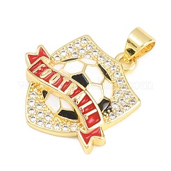 Pendentifs en laiton sertis de micro-pavés de zircone cubique sur le thème du football&nbsp;KK-A297-09J-G