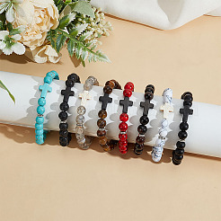 8 шт. 8 стильных круглых и крестообразных браслетов из бисера для мужчин и женщин&nbsp;BJEW-GO0001-37