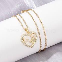 Сердечко латунный микропаве кубический цирконий кулон ожерелья для женщин NJEW-C076-02G