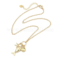 Colliers à pendentif étoile de mer en laiton&nbsp;NJEW-JN06232