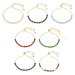 Bracelets coulissants rectangulaires en laiton sertis de micro-pavés de zircone cubique&nbsp;KK-A305-02G