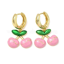 Orecchini pendenti a cerchio in ottone e smalto per donna&nbsp;EJEW-A167-20G-01