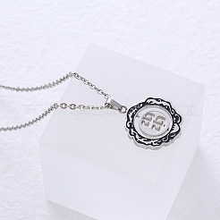 Collares con colgante de flor negra esmaltada de acero inoxidable 304 estilo vintage para mujer&nbsp;MU3860