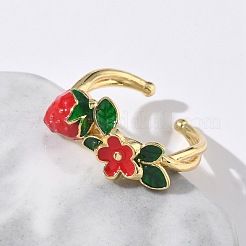 Латунные эмалевые регулируемые манжеты для женщин RJEW-G350-01B-G