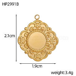 Подвески-кабошоны из нержавеющей стали 304 с цветочным узором&nbsp;STAS-OY007-09G