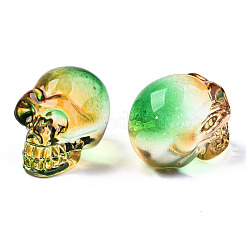 K9ガラスディスプレイ装飾  スカル  ハロウィン用  黄緑  22x18x26mm&nbsp;GLAA-R220-01-A06