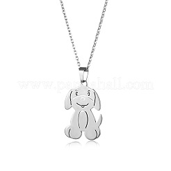 犬のステンレスペンダントネックレス  女性用アズキチェーンネックレス  ステンレス鋼色  17.72インチ（45cm）&nbsp;PW-WGEE715-01