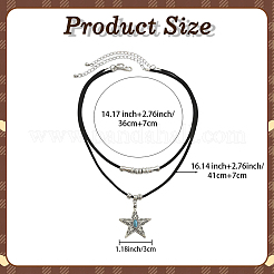 1 комплект ожерелий из сплава с подвеской из синтетической бирюзы в виде двухслойного шнура&nbsp;NJEW-CL0001-09B