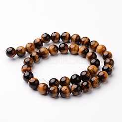 Круглый природных тигровый глаз шарик нити G-J346-13-10mm