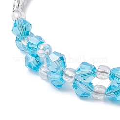 Браслет из изогнутой трубки из стекла и латуни с бисером и магнитной застежкой из сплава BJEW-JB09853