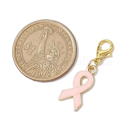 Anhänger aus Emaille in Form eines rosa Bewusstseinsbands&nbsp;HJEW-JM02287
