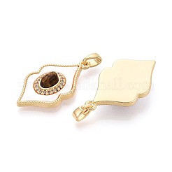 Натуральный тигровый глаз с подвесками из ракушек&nbsp;KK-N287-12G-03