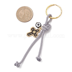 Porte-clés en résine et graines de verre et cordon en polyester&nbsp;KEYC-MZ00048-05
