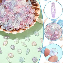 832 шт. 4-цветные прозрачные акриловые бусины с изображением океана&nbsp;TACR-YW0003-39