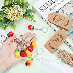 28шт 7 стили фруктовых смоляных подвесок-брелоков KEYC-PH0001-60