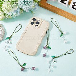 2 комплект ремешков для мобильного телефона с лампворком и акриловыми цветами ручной работы&nbsp;HJEW-SC0002-08