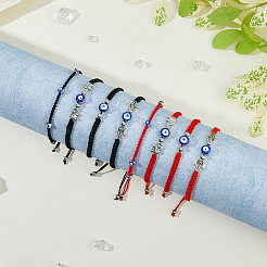 8шт 8 стиля лэмпворк сглаза плетеные браслеты из бисера набор BJEW-FI0001-45
