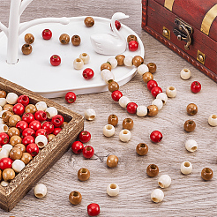 180 шт. Европейские бусины из окрашенного дерева двух цветов WOOD-GF0002-08