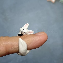 合金エナメルカフオープンリング  キツネ  ホワイト  内径：15~20mm&nbsp;WGBCF22-02