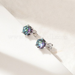 925 серьги-гвоздики из стерлингового серебра с муассанитом и стразами EJEW-U042-05P-04
