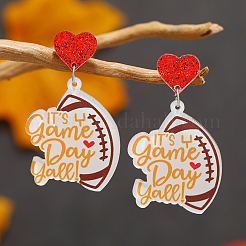 1 пара сережек-гвоздиков с леопардовым принтом в виде сердца для матери и спорта из акрила&nbsp;EJEW-FS0001-22F