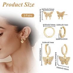 Комплект серег из латуни с микропаве из прозрачного кубического циркония EJEW-BBC0001-85