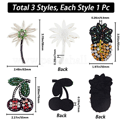 3 шт. 3 аппликации из бисера и страз в виде дерева&nbsp;PATC-GF0001-26