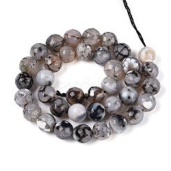 Нити окрашенных и нагретых натуральных агатовых бус с огненным кракелюром&nbsp;G-N359-01B-04