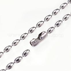 変色しない304ステンレススチールネックレス  留め金付き  ボールチェーンネックレス  ステンレス鋼色  19.05インチ（48.4cm）  2.3mm&nbsp;NJEW-D281-19