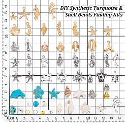 Наборы для самостоятельного поиска синтетических бирюзовых и ракушечных бусин DIY-PH0031-46