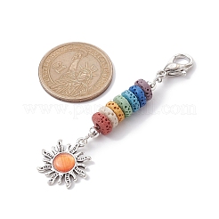 Décoration pendentif en alliage soleil et oeil de chat&nbsp;HJEW-JM01593-02
