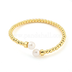 Латунные браслеты-манжеты с пластиковым жемчугом BJEW-L460-004