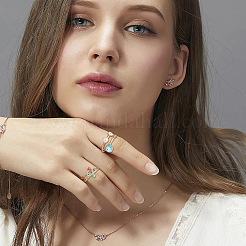 4 шт. 4 стиля цветные эмалевые открытые манжетные кольца от сглаза с прозрачным кубическим цирконием&nbsp;RJEW-FI0001-07