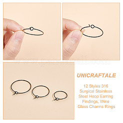 120 шт. 12 стиля фурнитуры для сережек-колец из хирургической нержавеющей стали 316&nbsp;STAS-UN0053-46