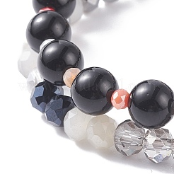 Braccialetti di fascino dello smalto della lega di Halloween di stile 2pcs 2 con la croce del cranio&nbsp;BJEW-JB08006