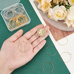 60 шт. двухцветная долговечная фурнитура для сережек-колец из латуни с покрытием&nbsp;KK-AN0001-01