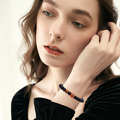 2шт. плетеные браслеты из бусин из сплава смолы для мужчин и женщин BJEW-DC0001-12A